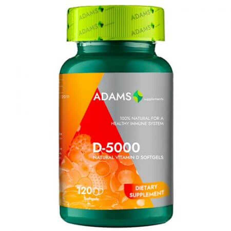 Vitamin D-5000 softgel, 120 capsules, Adams Vision