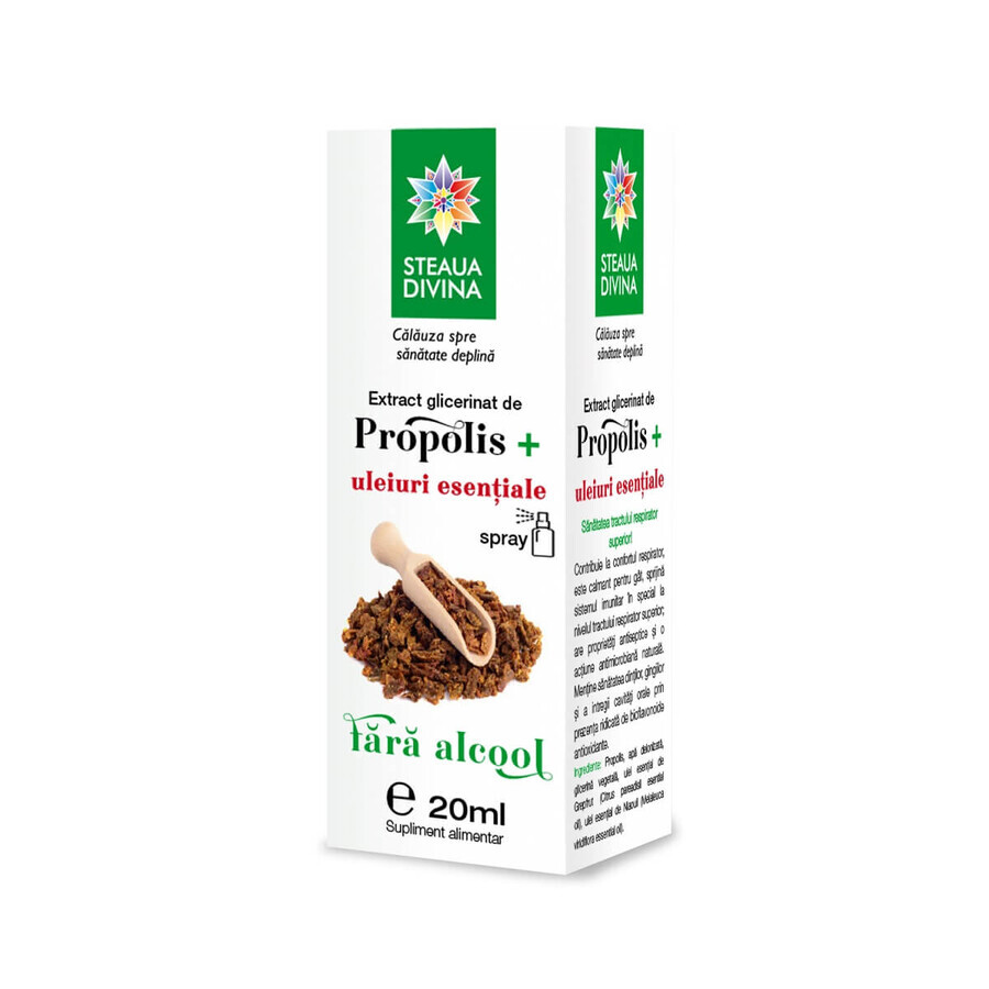 Extract glicerinat de propolis cu uleiuri esențiale, 20 ml, Steaua Divină