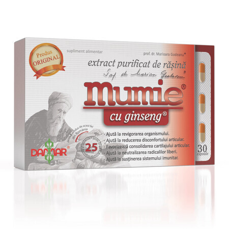 Extrait purifié de résine de momie avec ginseng, 30 gélules, Damar General Trading