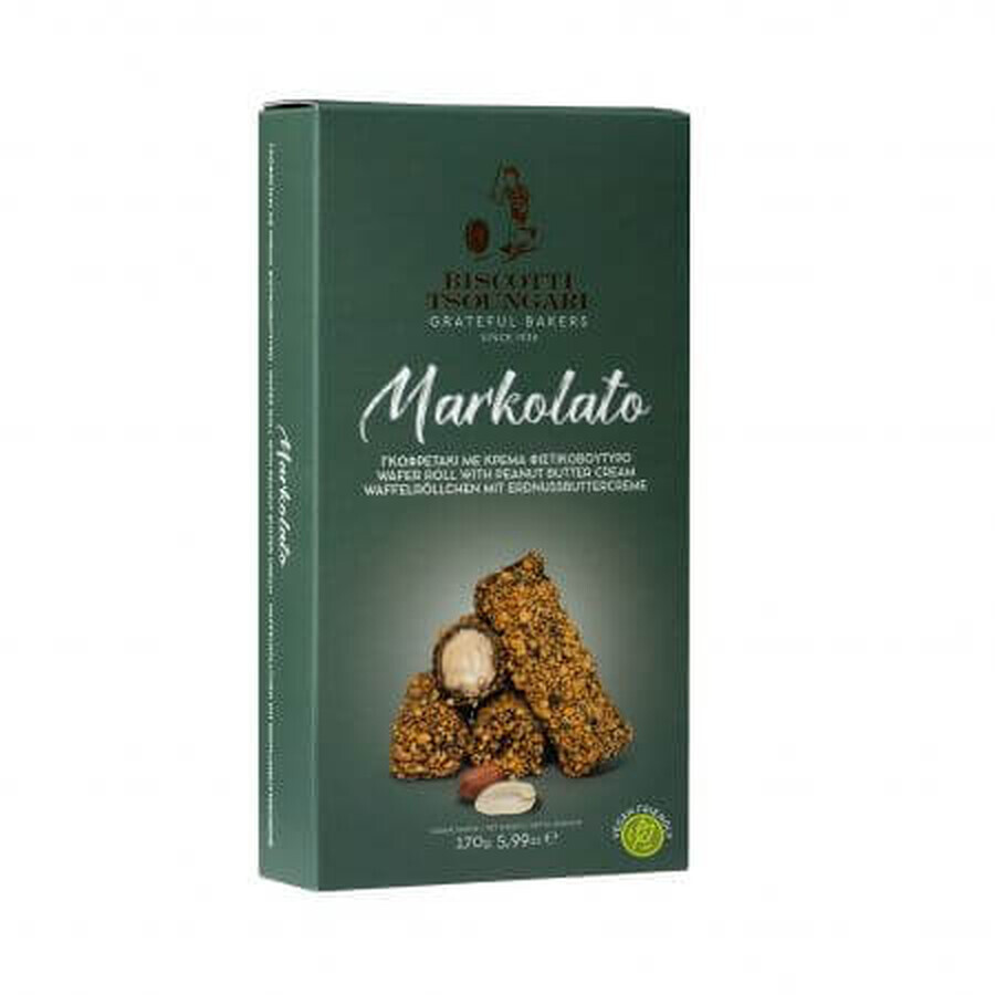 Panecillos de barquillo con crema de mantequilla de cacahuete, 140 g, Markolato