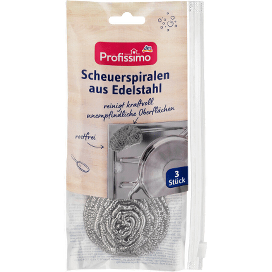 Profissimo Spirale di pulizia in acciaio inox, 3 pz