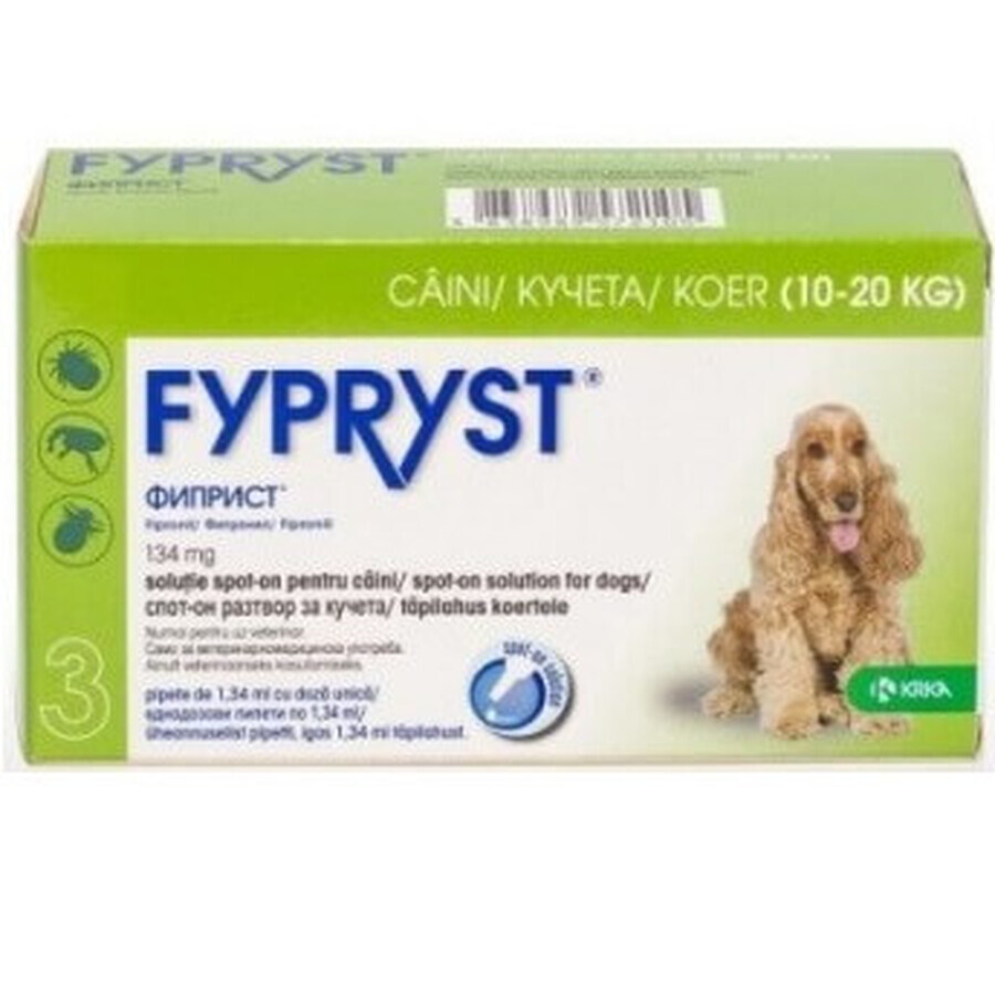 External antiparasitic for dogs 10-20 Kg Fypryst M, 3 pipettes, KRKA VET