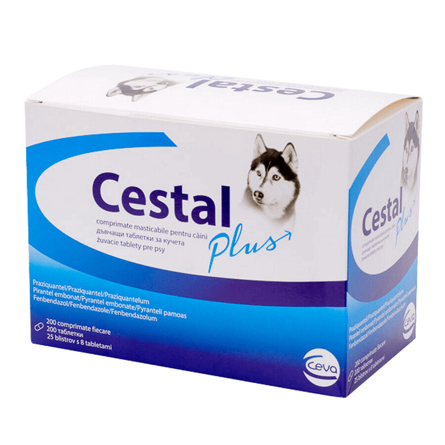 Internal antiparasitic for dogs Cestal Plus Chew, 200 chewable tablets, Ceva Sante