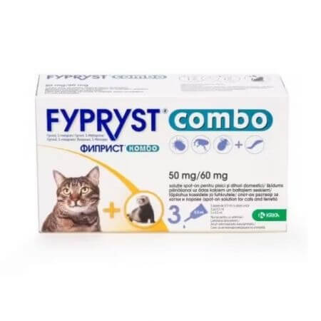 Fypryst Combo Kat Antiparasitair Huisdieren Fypryst Combo Kat 50 mg, 3 Huisdieren, Krka