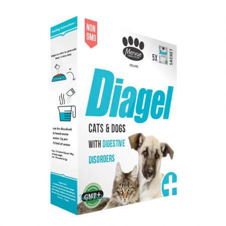 Supplement voor spijsverteringsstoornissen bij honden en katten Diagel 10 g, 5 sachets x 10 g, Mervue