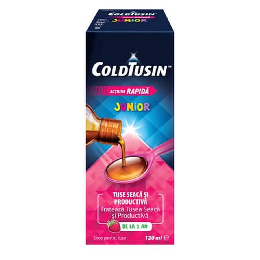 Coldtusin Junior, sciroppo per la tosse ad azione rapida, con ingredienti naturali, Perrigo, 2x 120 ml