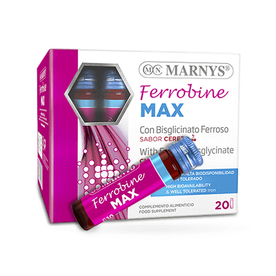 Ferrobine Max with Iron, Zinc and Vitamins, 20 Vials, Marnys