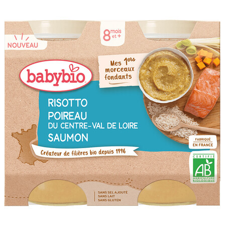 Babybio Eco Piure Risotto with Salmon, 2x200 g, BabyBio