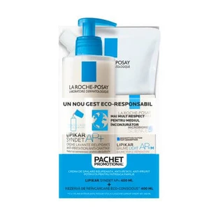 Kalmerende reinigingsgel voor de gevoelige en droge huid 400 ml + navulling 400 ml Lipikar Syndet AP+, La Roche-Posay