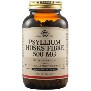 Psyllium Bran Fibre 500 mg, 200 capsules, Solgar