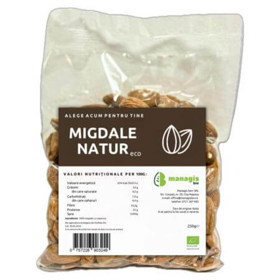 Mandorle naturali biologiche con guscio, 250 g, Managis