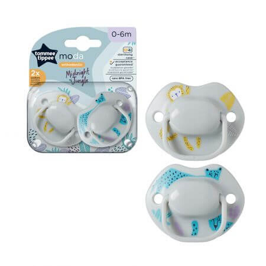 Fashion orthodontic soothers, 0 - 6 months, White, 2 pcs, Tommee Tippee