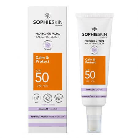 Crema per pelli sensibili e atopiche con SPF 50 Calm &amp; Protect, 50 ml, Sophieskin