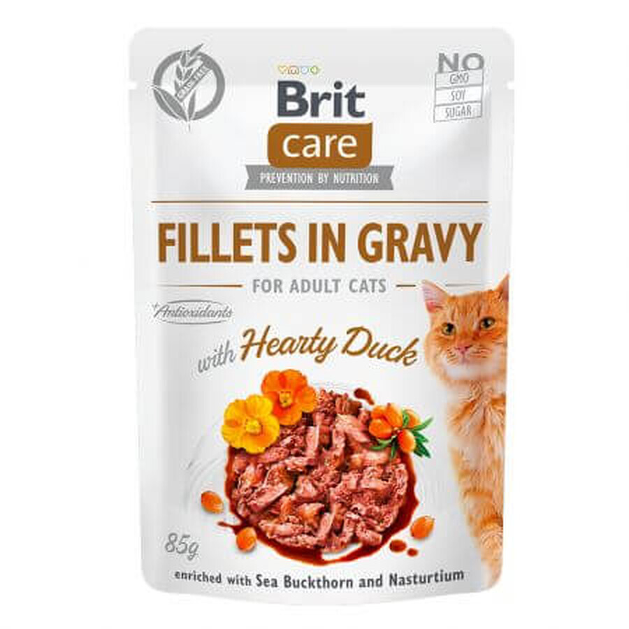 Cibo umido con filetti d'anatra per gatti Brit Care Filetti in Salsa Con Abbondante Anatra, 85 g, Brit