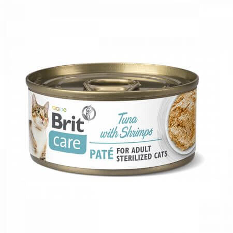 Katzennassfutter mit Thunfisch und Shrimps für Katzen Brit Care Cat Sterilised, 85 g, Brit