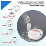 Dispositivo aerosol RedLine NB-230C, maschera per bambini e adulti, tazza nebulizzatore, particelle da 4 micron, nebulizzatore inalatore con compressore