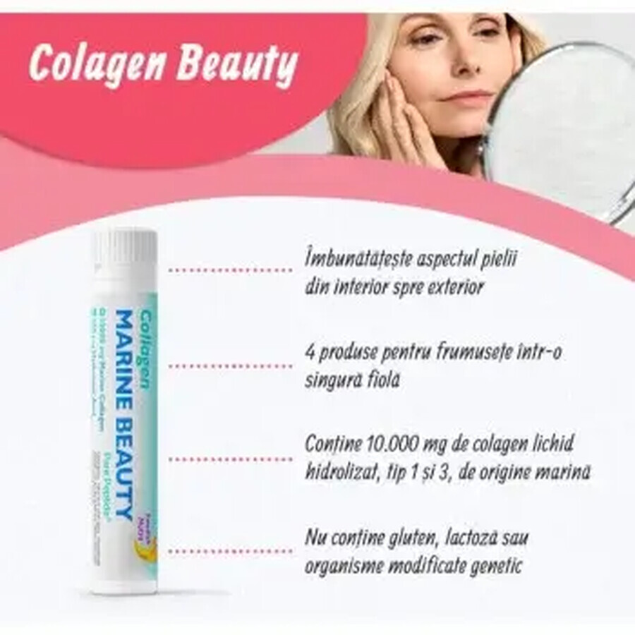 MARINE BEAUTY Collagène marin hydrolysé liquide, Type 1 et 3, 20 flacons, Swedish Nutra