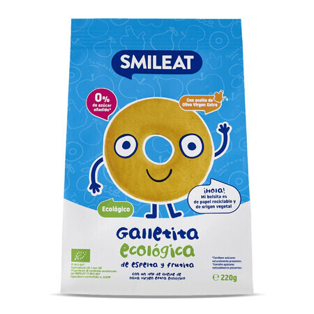 Biscuiti cerculete Bio din grau spelt si mar, +6 luni, 220 g, Smileat