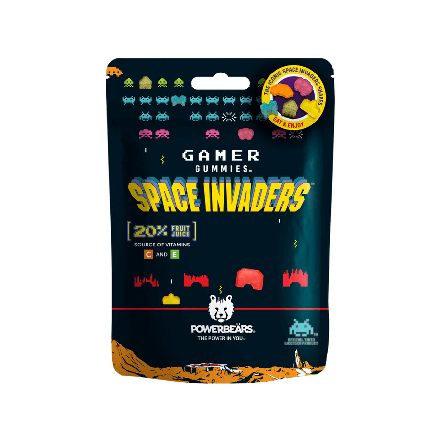 Space Invaders Vitamin C and E gummy jelly, 125 g, Powerbears