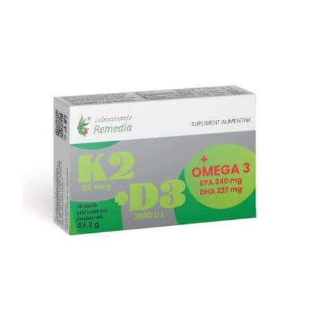 K2+D3+Omega 3, 30 comprimés, Remedia