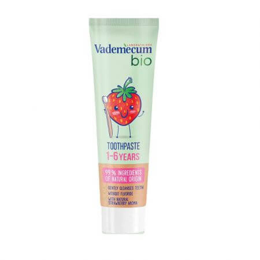 Dentifrice bio pour enfants au goût de fraise, 1 - 6 ans, 50 ml, Vademecum