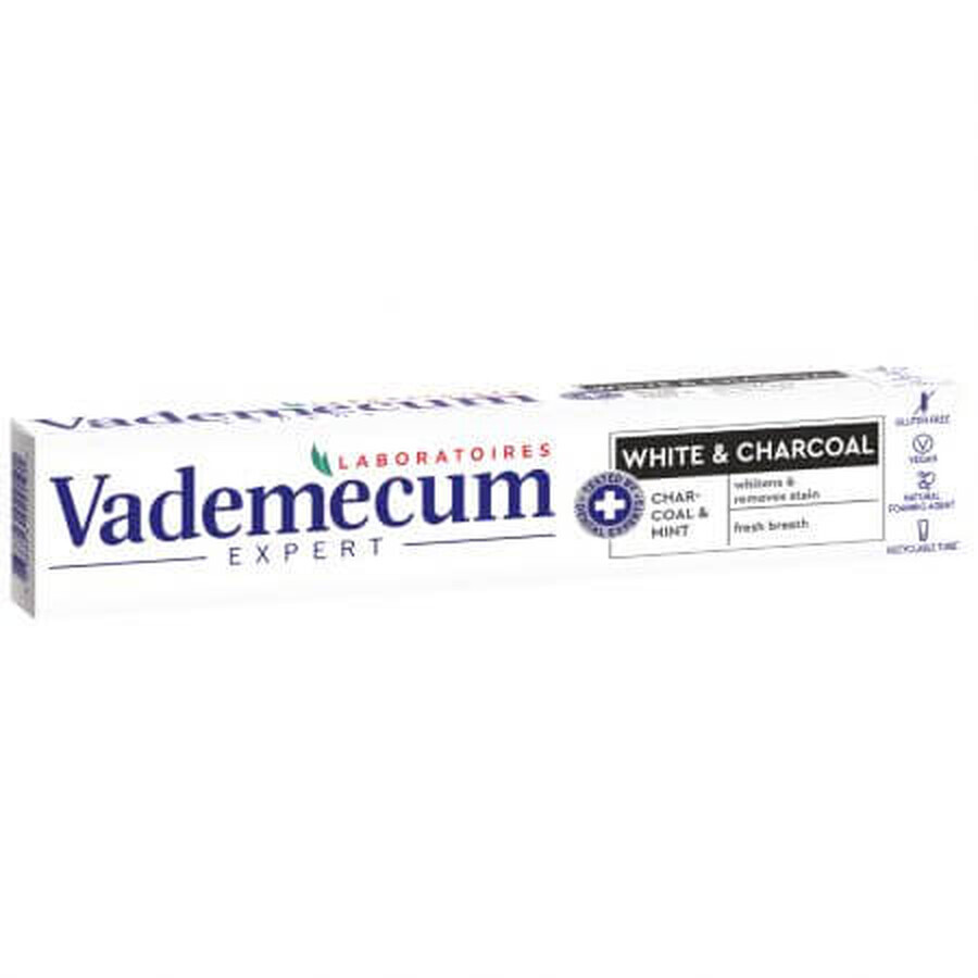 Dentifrice Pro White & Charcoal, 75 ml, Vademecum