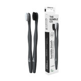 Toothbrush plant based Soft, White + Black, 2 pieces, The Humble Co