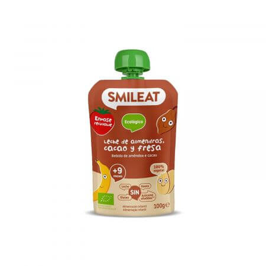 Biologische amandel-, cacao- en aardbeienpuree, +9 maanden, 100 g, Smileat