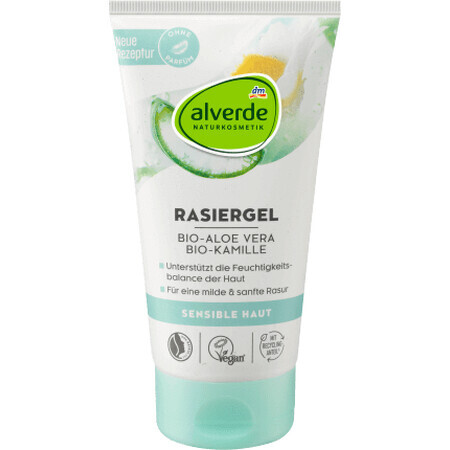 Alverde Naturkosmetik Gel de rasage bio à l'aloe vera et à la camomille bio, 150 ml