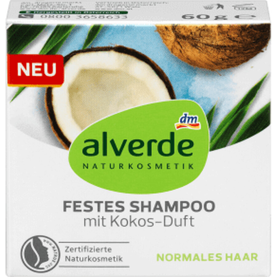 Alverde Naturkosmetik Șampon solid cu cocos, 60 g