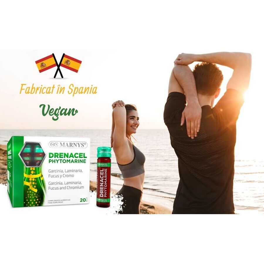 Drenacel Phytomarine con Garcinia Cambogia + Fucus + Laminaria + Cromo per Accelerare il Metabolismo e Normalizzare i Processi della Tiroide – Prodotto Vegano – 20 Fiale, Marnys