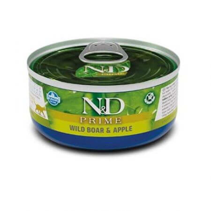 Wet food with wild boar and apples for cats N&D, 70 g, Farmina