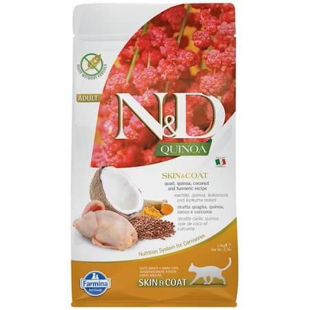 Pienso N&amp;D Piel y pelo codorniz y quinoa, 1,5 kg, Farmina