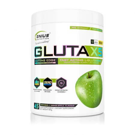 L-glutamine Gluta-X5 Groene Appel, 405 g, Genius Nutrition