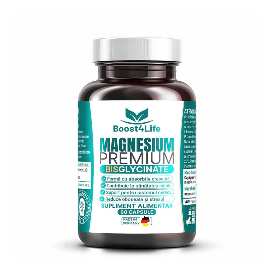 Premium Magnésium Bisglycinate, 60 gélules, Boost4Life