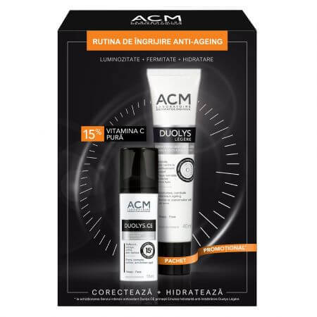 Pakket Intensief Anti-Aioxidant Serum met 15% Pure Vitamine C Duolys CE, 15 ml + Duolys Light Anti-Aging Hydraterende Crème, 40 ml, Acm