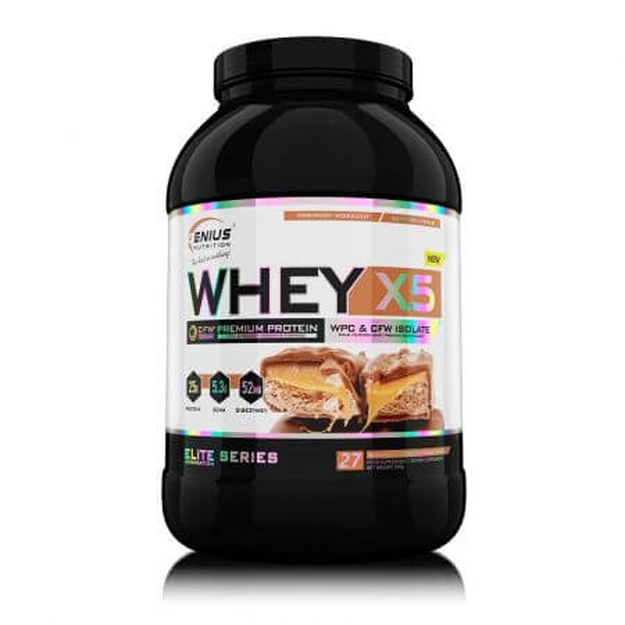 Pudra proteica Whey-X5 Choco-Caramel, 900 g, Genius Nutrition