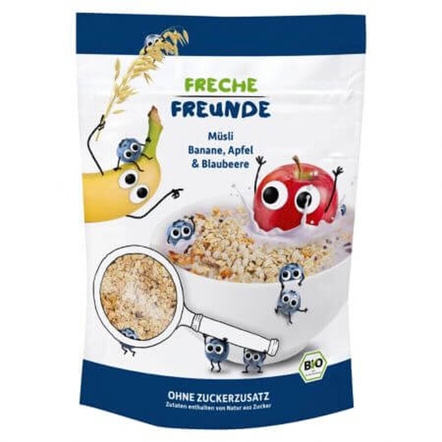 Muesli bio con banane, mele e mirtilli, 220 g, Freche Freunde