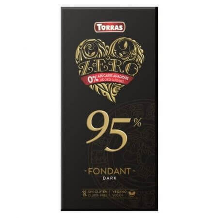 Chocolat noir à 95% de cacao, 75 g, Torras