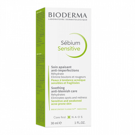 Bioderma Sebium Sensitive Kalmerende en Hydraterende Fluïde voor de Acnehuid, 30 ml