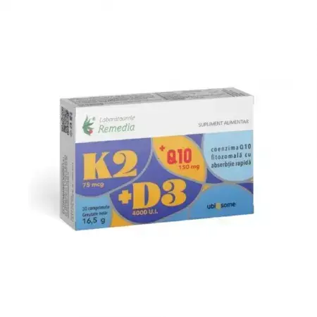 K2+D3+Q10 Ubiqsome, 30 tabletten, Remedia