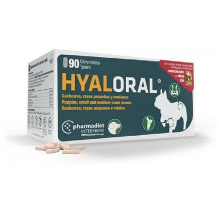 Supplement voor kleine en middelgrote honden Hyaloral, 90 tabletten, Pharmadiet