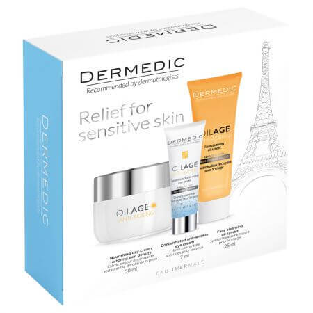 Dermedic Set Oilage Crema nutritiva de zi , 50 ml + Ulei Syndet, 25 ml + Crema contur ochi, 7 ml