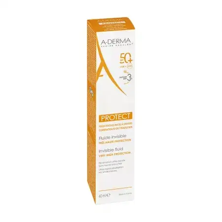 A-DERMA Protect - Fluido Solare Invisibile Viso SPF50+, 40 ml