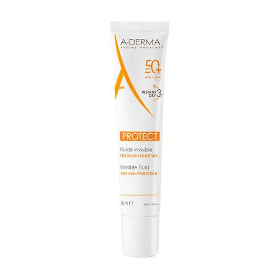 A-DERMA Protect - Fluido Solare Invisibile Viso SPF50+, 40 ml