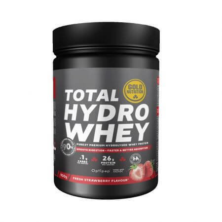 Proteína en polvo Total Hydro Whey sabor fresa, 900 g, Gold Nutrition