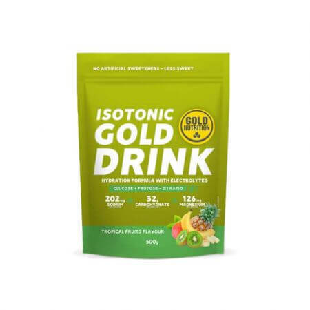 Bebida isotónica en polvo con sabor a frutas tropicales Gold Drink, 500 g, Gold Nutrition