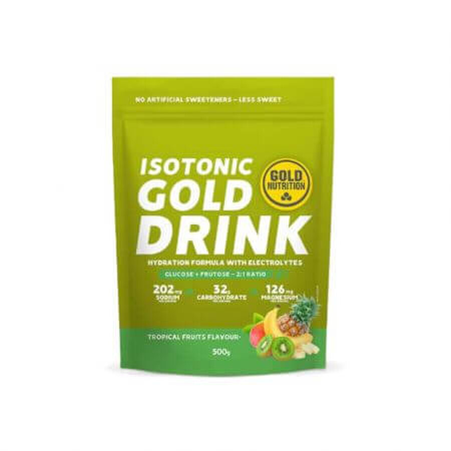 Bebida isotónica en polvo con sabor a frutas tropicales Gold Drink, 500 g, Gold Nutrition