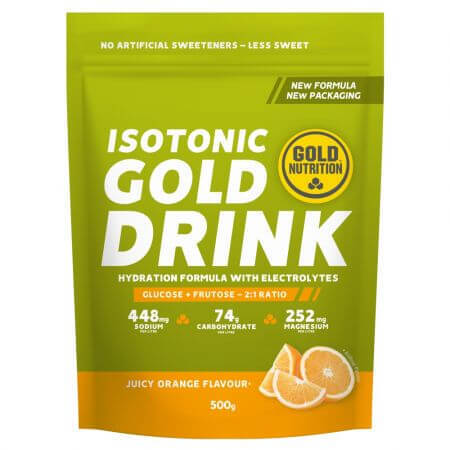 Bebida isotónica en polvo con sabor a naranja Gold Drink, 500 g, Gold Nutrition