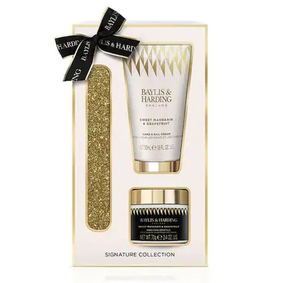 Set Baylis & Harding, Mandarino dolce e pompelmo, Donna, crema per le mani 50 ml, sale da bagno 70 g e lima per unghie